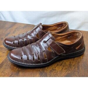 Josef Seibel Steven Fisherman Sandals Mens Size 44 US 10.5 Brown Leather Hk/Loop